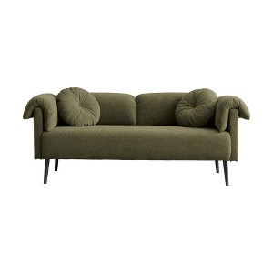68.5" Modern Lambswool Sofa with Decorative Pillows for Small Spaces,green - 1 of 4