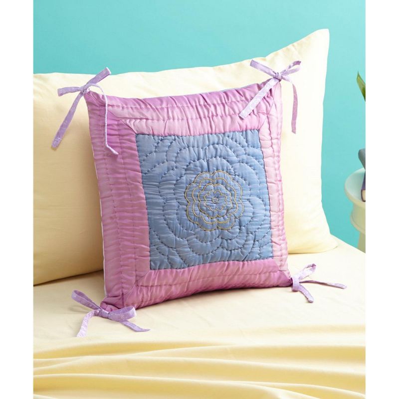 Bacati - Jaipuri Purple Two tone Embroidered Quilted Decorative Throw Pillow, 1 of 5