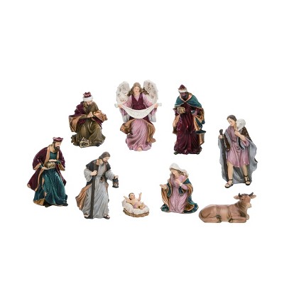 Transpac Resin 6 in. Multicolor Christmas Regal Nativity Set of 9