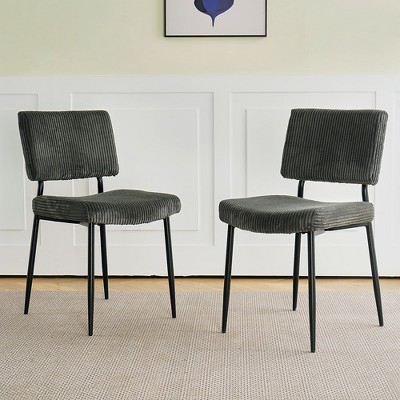 Modern Velvet Dining Chairs Set Of 2, Fabrics Upholstered Kitchen Chairs, Kitchen Side Chair With Black Metal Leg