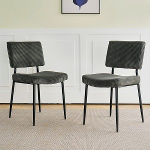 Modern Velvet Dining Chairs Set Of 2, Fabrics Upholstered Kitchen Chairs, Kitchen Side Chair With Black Metal Leg - 1 of 4