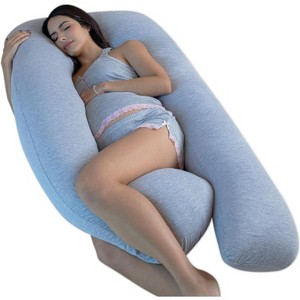 PharMeDoc Pregnancy Pillow, U-Shape Full Body Maternity Pillow, Jersey Cotton Cover - 1 of 4