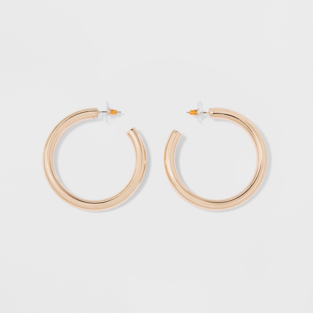 Photos - Earrings Thick Hoop  - A New Day™ Rose Gold metallic