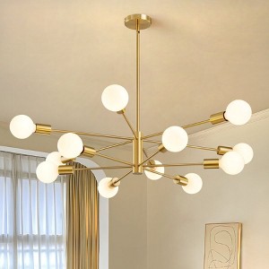 KAISITE 8-Light Dimmable Black and Gold Modern Sputnik Chandelier - 1 of 4