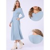 INSPIRE CHIC Women's High Waist Pleated Front Long Sleeve A-Line Ribbed Knitted Maxi Sweater Dress - 2 of 4