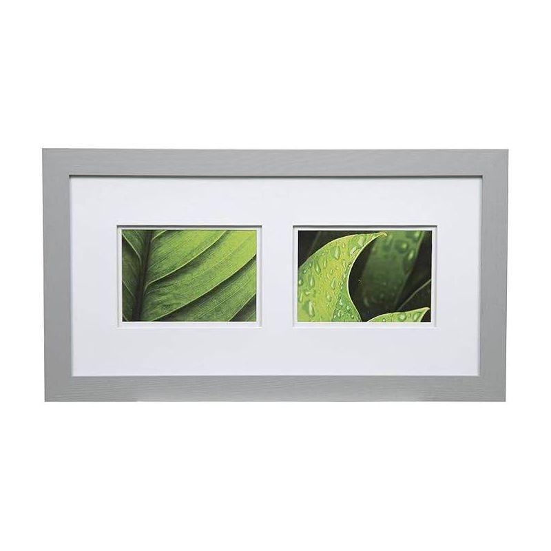 Gallery Solutions 10&#34;x20&#34; Flat Gray Wall Frame with Double White Mat 5&#34;x7&#34; Image, 1 of 5
