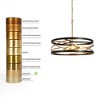 LNC Cartlann 3-Lights 22" Modern Drum Medium Chandelier, Matte Black and Gold - 3 of 4
