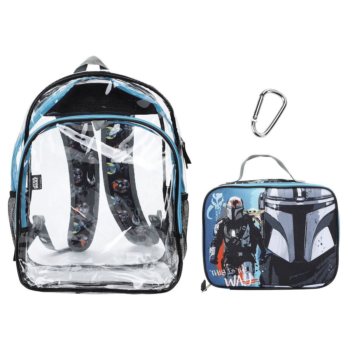 Star Wars The Mandalorian & Grogu 2-Piece 16" Kids Clear Backpack & Lunch Box Set For School And Travel