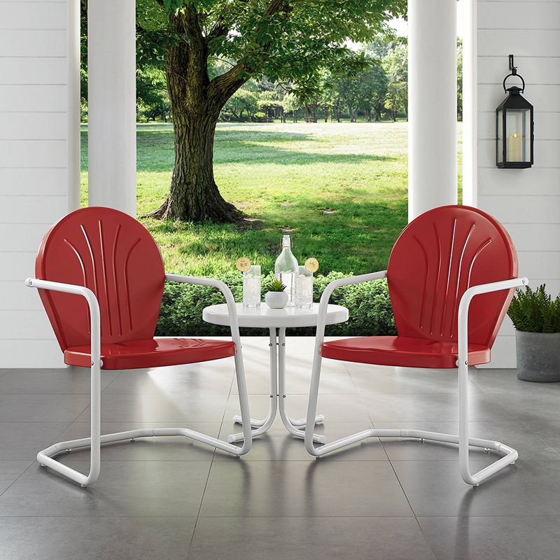 Griffith 3pc Metal Conversation Seating Set - Red - Crosley, 1 of 6
