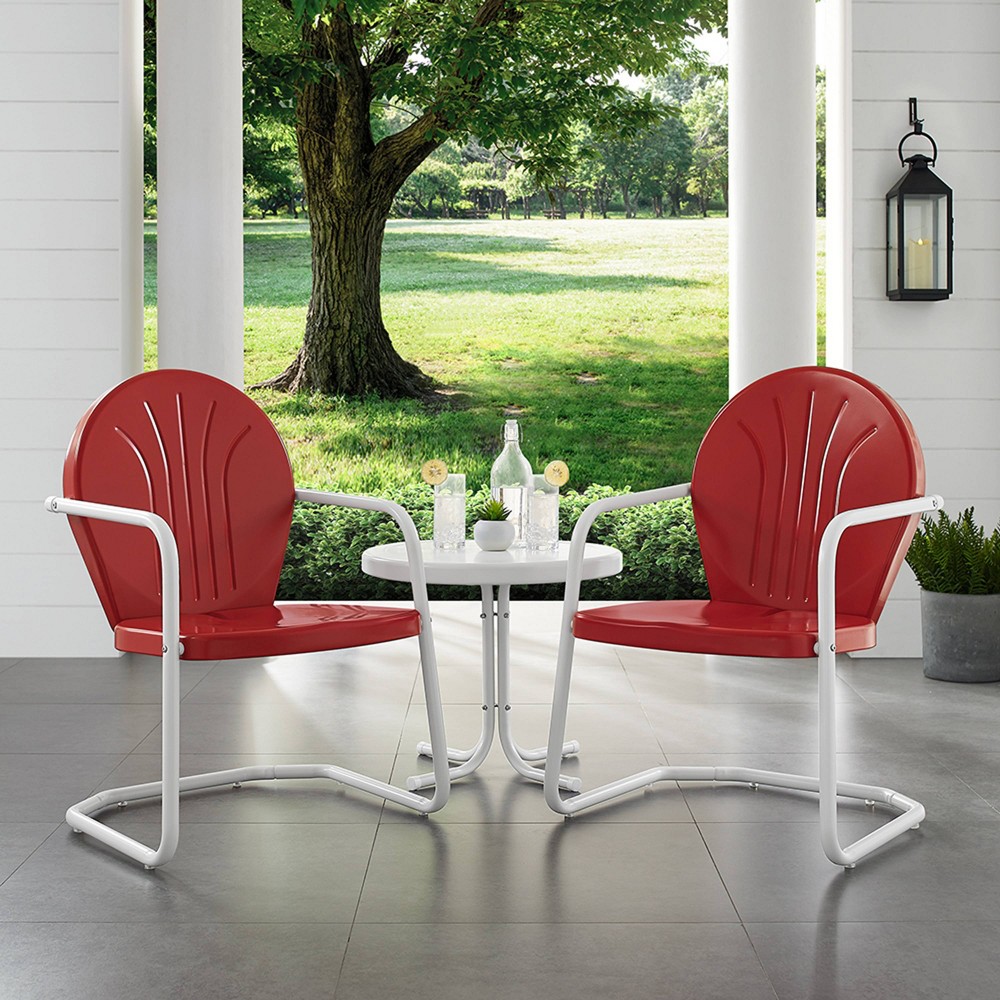 Photos - Garden Furniture Crosley Griffith 3pc Metal Conversation Seating Set - Red  