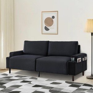 81'' Modern Loveseat Sofa for Living Room, Small Couches with Cup Holder & Storage Bag, 3-Seater Deep Seating with Soft Cushions & Sturdy Wood Frame - 1 of 4