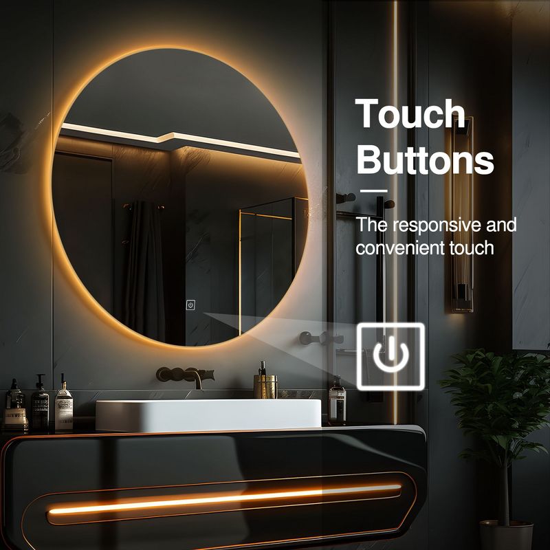Neutypechic Modern Bathroom Vanity Mirror with LED Lights Anti-Fog Round Wall Mirror Backlit Mirror  - 24"x24", 4 of 9