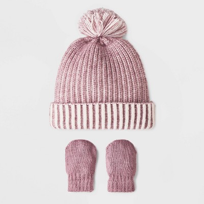 Image of Baby Girls' Tonal Hat and Glove Set - Cat & Jack™ Purple 0-6M