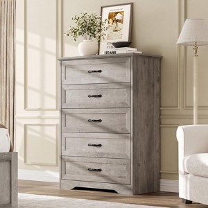 Dresser for Bedroom with 5/6 Drawers, Tall Wood Drawer Dresser Chest of Drawers for Closet - 1 of 4