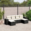 vidaXL Patio Sofa Set with Cushions Outdoor Furniture 6 Piece Poly Rattan - Black and Cream Without Storage - 2 of 4