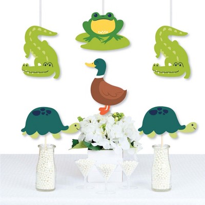 Big Dot of Happiness Pond Pals - Decorations DIY Frog, Alligator, Turtle and Duck Birthday Party or Baby Shower Essentials - Set of 20