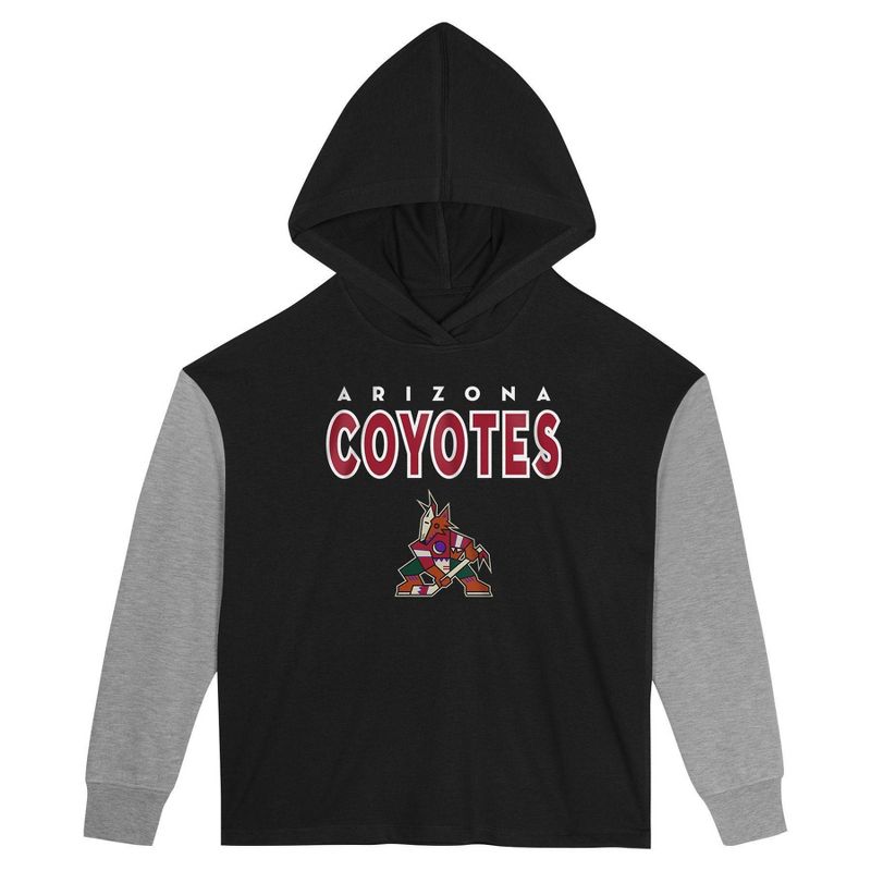 NHL Arizona Coyotes Girls&#39; Long Sleeve Poly Fleece Hooded Sweatshirt, 2 of 4