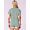 INSPIRE CHIC Women's Ribbed Knit Short Sleeve Tops with Lace Trim Shorts 2 Pcs Pajamas Sets - 4 of 4