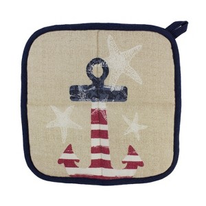 Beachcombers Patriotic Starfish & Anchor Pot Holder for Summer 4th of July Memorial Day - 1 of 2