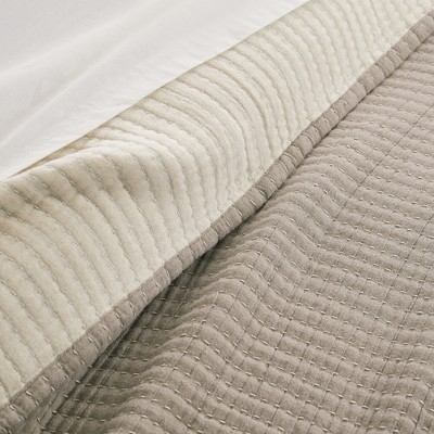 Taupe Cotton Reversible Full/Queen Quilt Set
