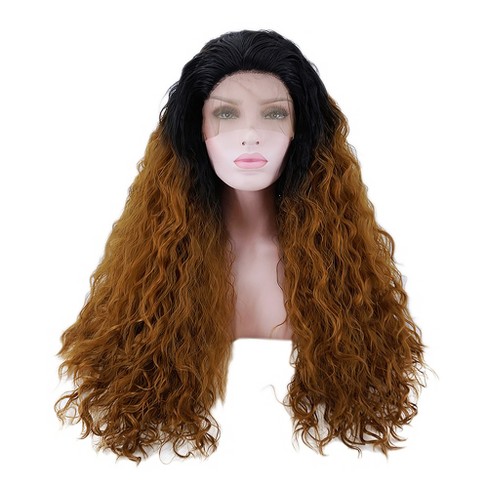 Unique Bargains Curly Wig Wigs For Women 28 Black White With Wig Cap  Synthetic Fibre : Target