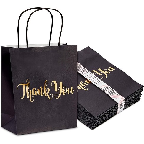 Sparkle And Bash 24 Pack Black Thank You Paper Gift Bags With Handles Gold Foil Target