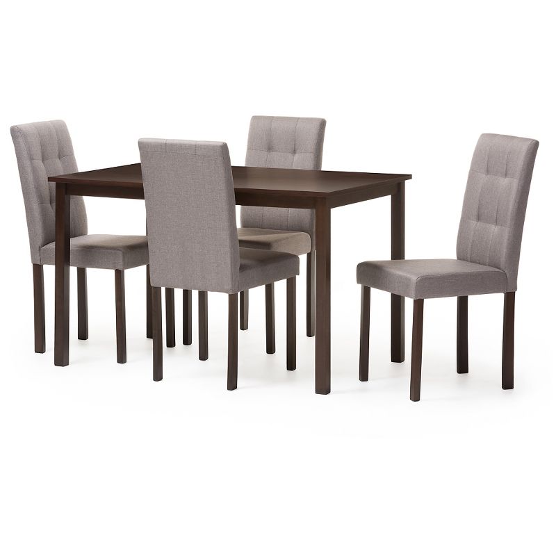 5pc Andrew Modern and Contemporary Fabric Upholstered Grid Tufting Dining Set Dark Brown/Gray - Baxton Studio, 1 of 5
