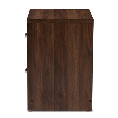Hansel Modern 2-Drawer Nightstand in Dark Brown and Grey