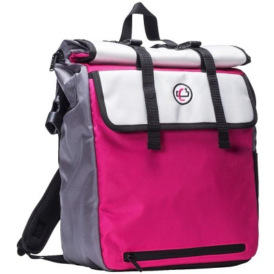 Case-it Rolltop Backpack, Pink with White Trim, 6 x 12-2/5 x 16-1/4 Inches