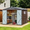 8x8 FT Outdoor Tool Shed, Iron & Wood Garden Storage Shed for Tools and Equipment, Weather-Resistant Garden Tool Organizer – Cuddlewood - 2 of 4