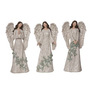 Transpac Resin Greenery Angel Figurine Set of 3 Christmas Home Decorations - 1 of 1