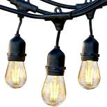 Brightech Ambience Pro Outdoor String Lights with 7 Hanging Sockets & LED Edison Bulb for Outside, Backyard, Patio, or Porch, 24 Foot, Black (2 Feet)