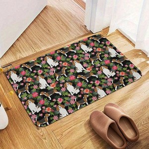 Beagle Hawaiian Florals Bathroom Rugs Winter Bath Mat Absorbent Non Slip Bathroom Mat Christmas Soft Floor Carpet 16x20 Inches - 1 of 1