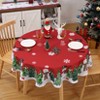 60 In Round Christmas Tablecloth, Xmas Holiday Circle Table Cover with Snowman & Trees, Wrinkle Free Fabric Party Table Cloth for Dining Room - 4 of 4