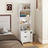 SKRAN Night Stand with Bookshelf and 2 Storage Drawers for Bedroom - White Particle Board and MDF, 18.70"L x 13.39"W x 58.11"H, Space-Saving Storage - 2 of 4
