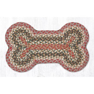 Earth Rugs Medium Dog Bone Mat 13"x22", Olive, Burgundy & Gray Braided Jute, Rustic Pet Rug for Feeding & Lounging Areas - 1 of 3