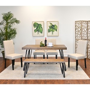 6-Piece Dining Set with 4 Chairs and a Wood Bench - 1 of 4