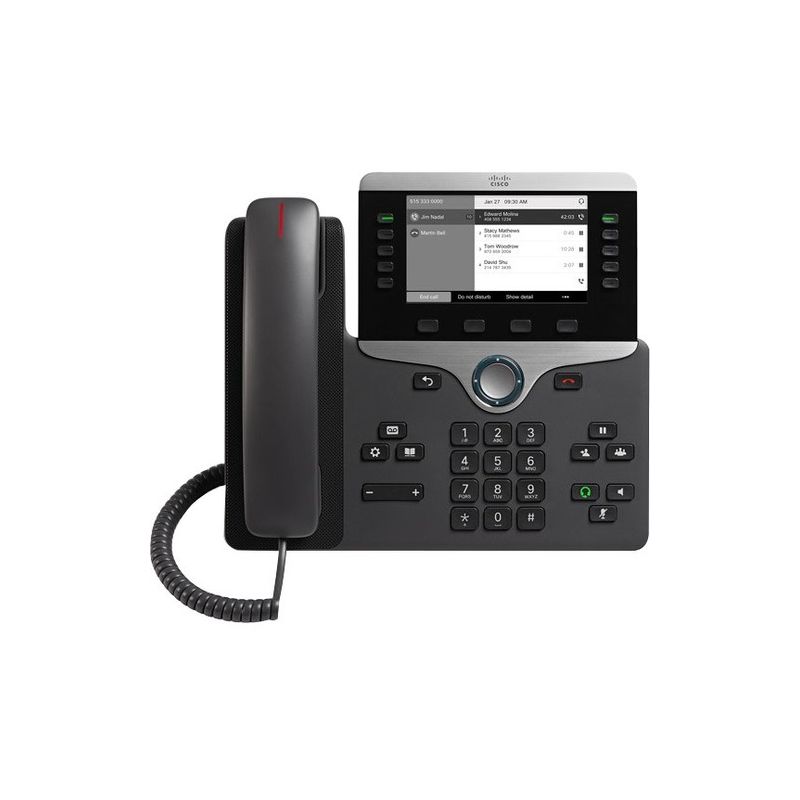 Cisco 8811 IP Phone - Wall Mountable - Black - VoIP - Caller ID - SpeakerphoneUser Connect License - 2 x Network (RJ-45) - PoE Ports, 1 of 2
