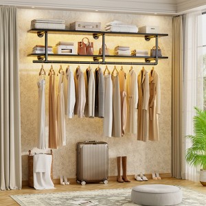 Besiost 2-Tier Clothing Rack with Hanging Rod, Clothing Shelves with Top Shelf - 1 of 4