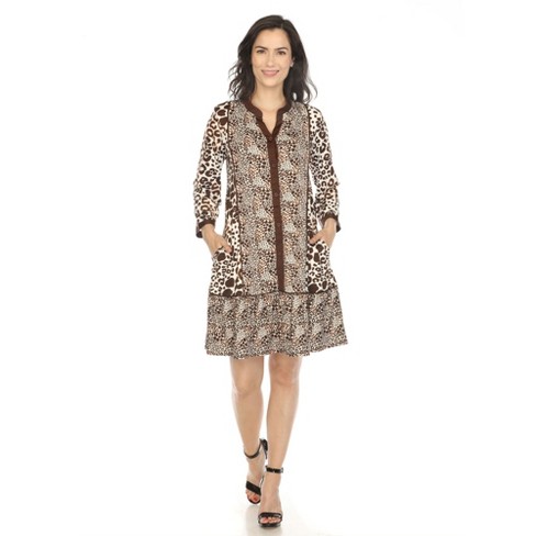 White Mark Women's Leopard Print Shift Dress - image 1 of 4