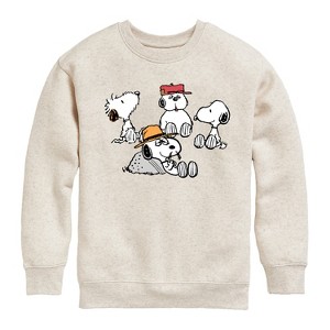 Boys' - Peanuts - Snoopy Siblings Graphic Long Sleeve Fleece Sweatshirt - 1 of 4