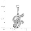 Black Bow Jewelry 14k White Gold, Maci Collection, LG Filigree Script Initial F Pendant - 3 of 4