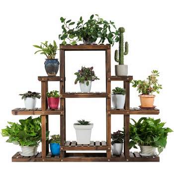 Costway 6-Tier Flower Wood Stand Plant Display Rack Multifunctional Storage Shelf