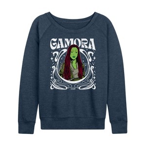 Women's - Marvel - Guardians of the Galaxy Gamora Art Nouveau Lightweight French Terry Wide Neck Long Sleeve Shirt - 1 of 4