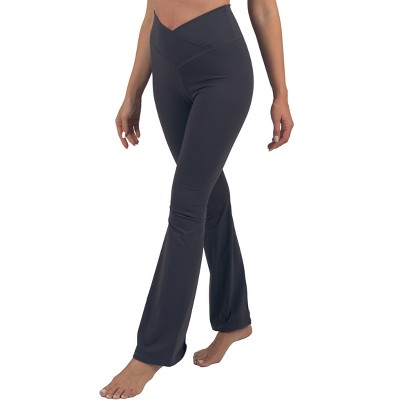 Alpine Swiss Leila Womens Flare Leggings High Waisted Crossover V Waist Buttery Soft Tummy Control Yoga Pants Not See Through Workout Bootcut Tights