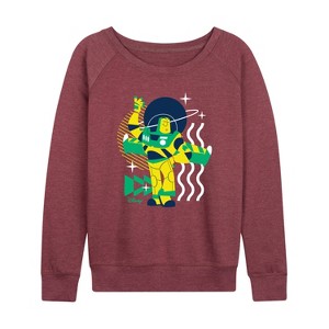 Women's - Disney - Buzz Shapes Lightweight French Terry Wide Neck Long Sleeve Shirt - 1 of 4