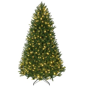 Pre-Lit Artificial Christmas Tree, 4.5FT/6FT/7.5FT/9FT Fraser Fir with Colorful LED Lights, Premium Hinged Branches - 1 of 4