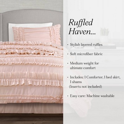 Lush Decor Full/Queen 4pc Belle Comforter Set Blush - Lush Décor: Ruffled Bedding, Polyester, OEKO-TEX Certified — фото 3