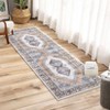 Washable Area Rug Non Slip Rug Vintage Printed Accent Rugs Low Pile Foldable Traditional Rug Oriental Medallion Carpet for Bedroom Living Room - 3 of 4