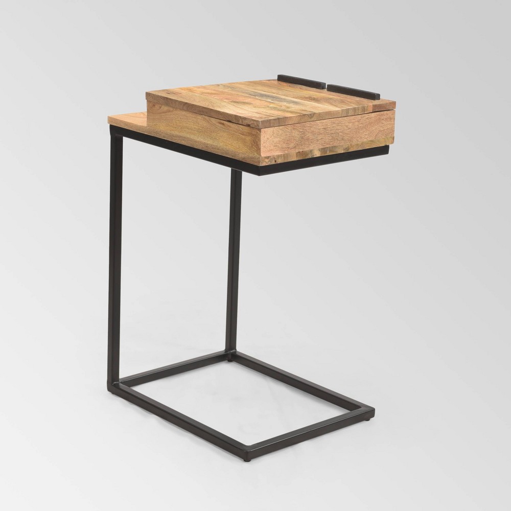 Target For Rankin Industrial C Shaped Accent Table Natural Christopher Knight Home Accuweather Shop